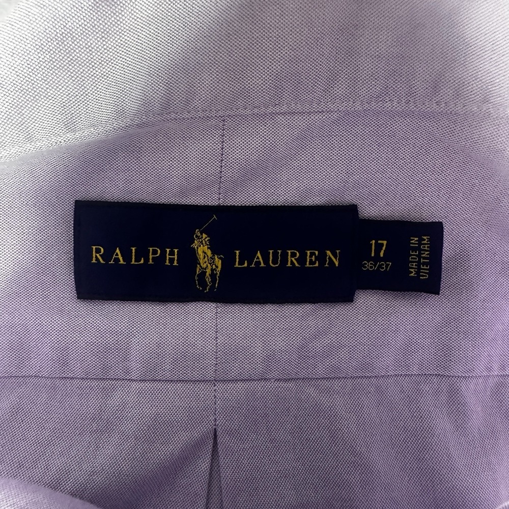 Polo Ralph Lauren Oxford Button Down 17 36/37 Purple Long Sleeve Flesh Pony - Picture 5 of 7